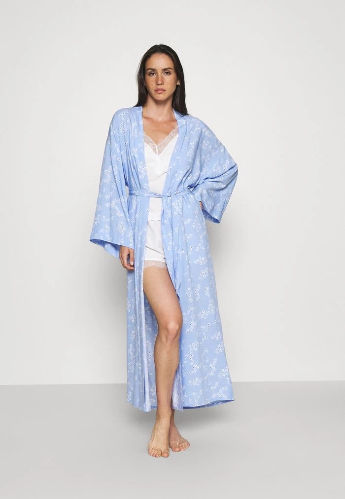 Vêtement De Nuit ANNA FIELD Anna Field Lisha Long Printed Robe Bleu Femme | DCD-0672765